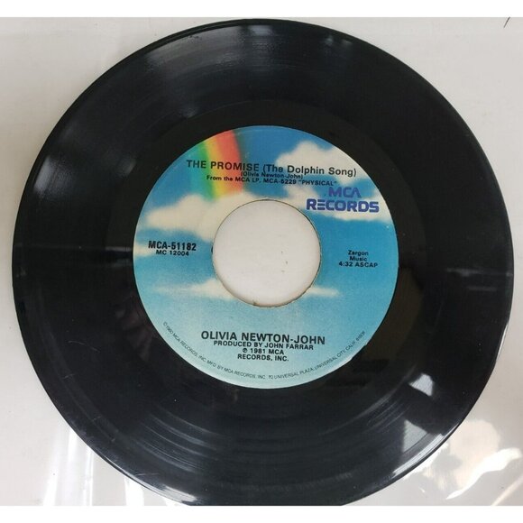 Record 45 RPM Vinyl  Olivia Newton John- Physical/ The Promise(The Dolphin Song) - Picture 2 of 4